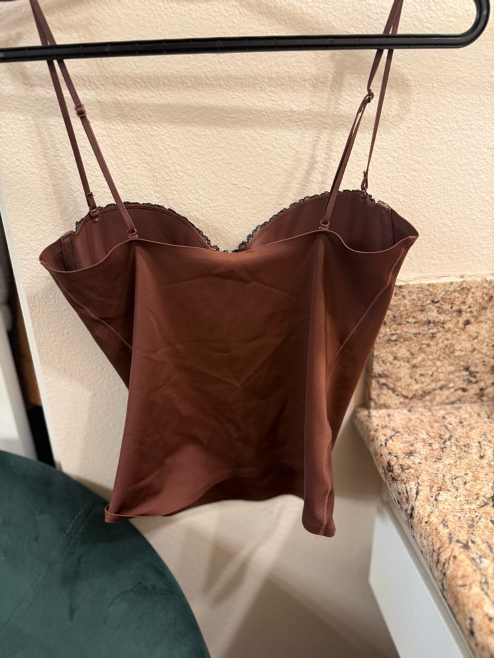 Zara Rust Camisole Slip with Black Lace Trim - Picture 2 of 4